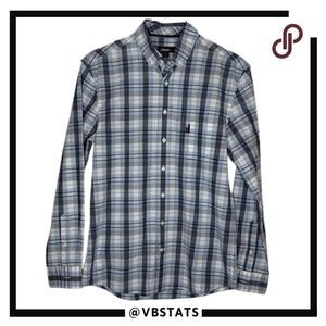 Johnnie-O Men's Plaid Collared Long Sleeve Button-Down Shirt Blue Size Small